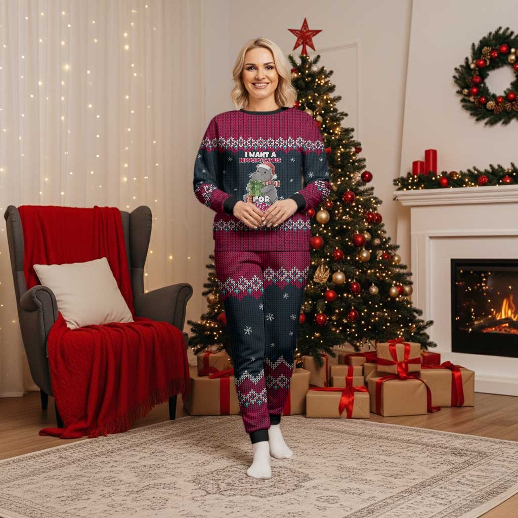 I Want A Hippopotamus Christmas Design Christmas Pajama Set Xmas Holiday Patterns - Wonder Print Shop