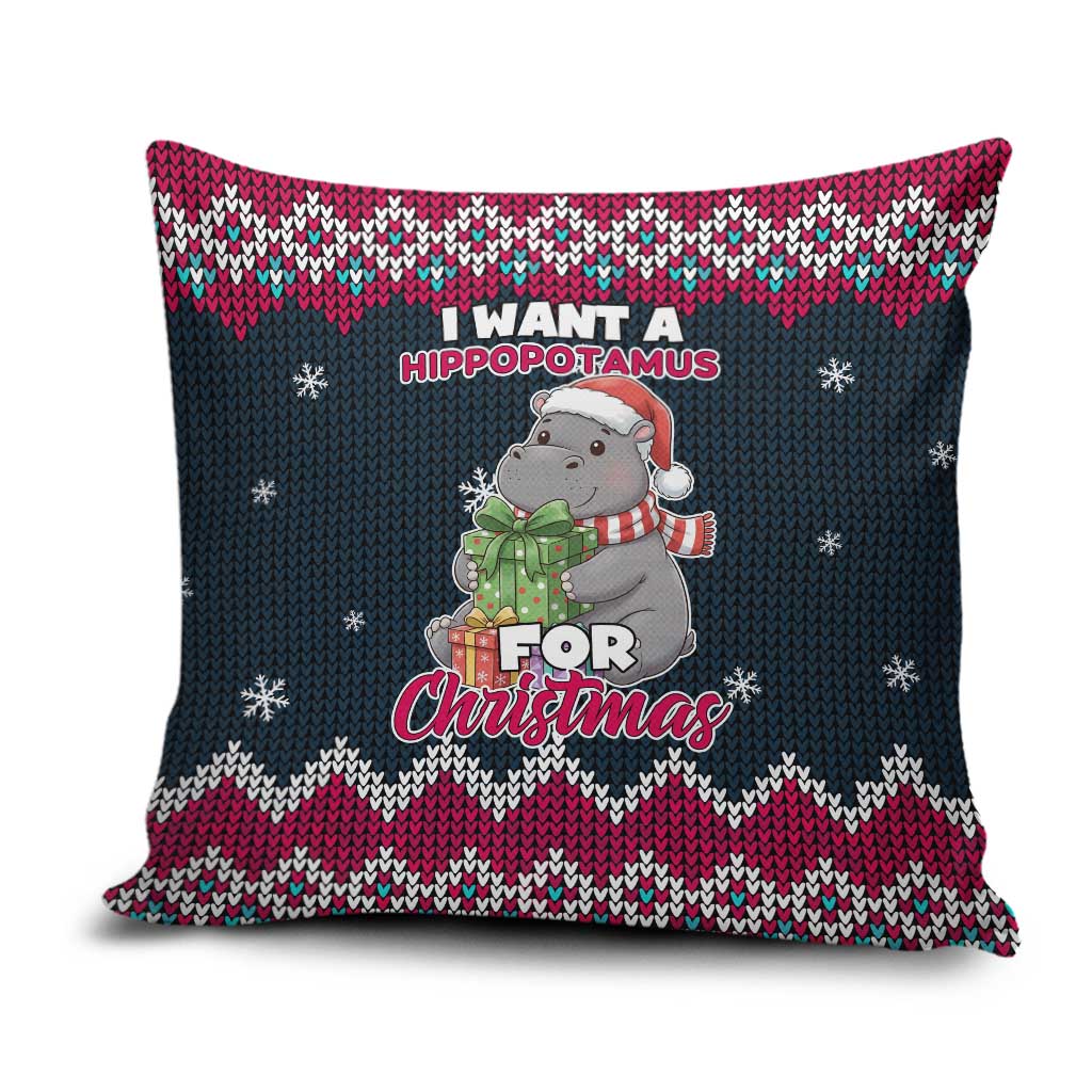 I Want A Hippopotamus Christmas Design Pillow Cover Xmas Holiday Patterns - Wonder Print Shop