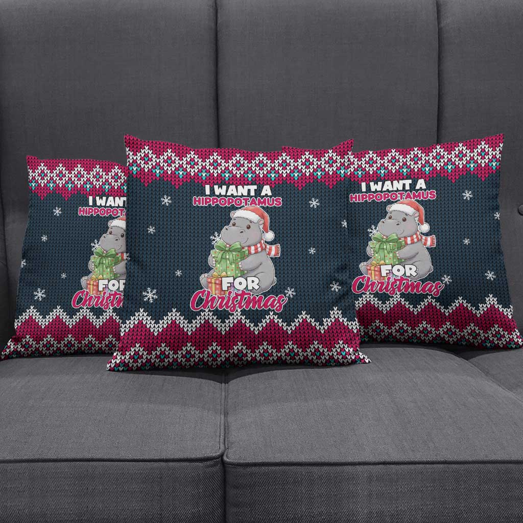 I Want A Hippopotamus Christmas Design Pillow Cover Xmas Holiday Patterns - Wonder Print Shop