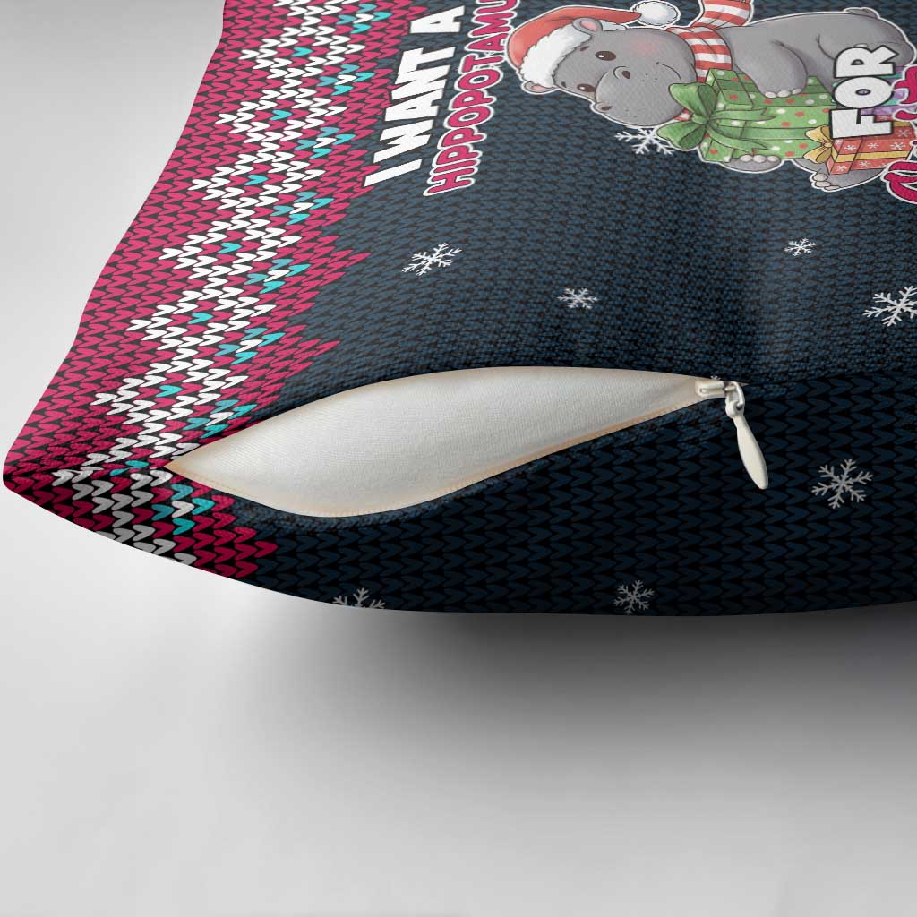 I Want A Hippopotamus Christmas Design Pillow Cover Xmas Holiday Patterns - Wonder Print Shop