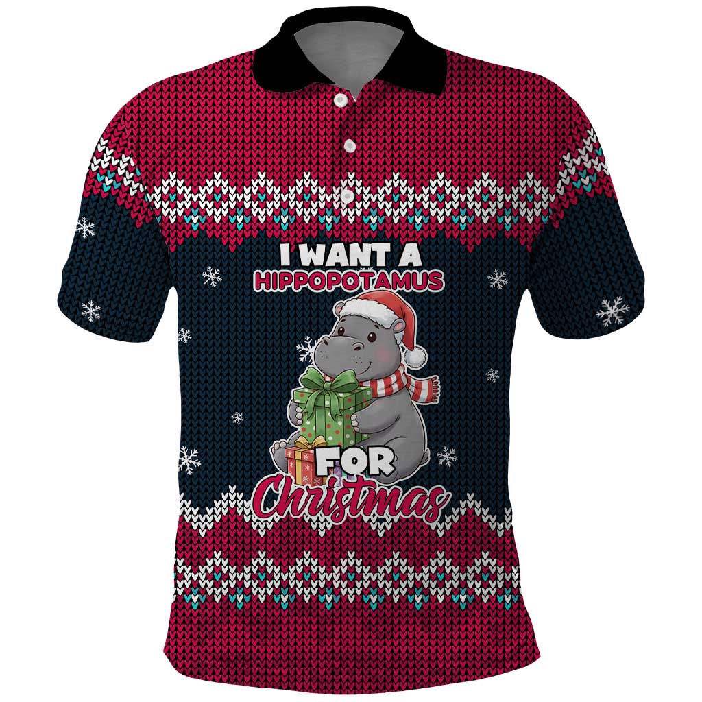 I Want A Hippopotamus Christmas Design Polo Shirt Xmas Holiday Patterns - Wonder Print Shop