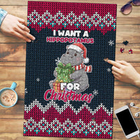 I Want A Hippopotamus Christmas Design Puzzle Xmas Holiday Patterns - Wonder Print Shop