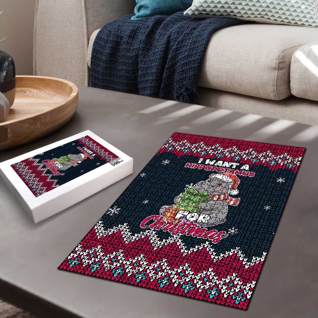 I Want A Hippopotamus Christmas Design Puzzle Xmas Holiday Patterns - Wonder Print Shop