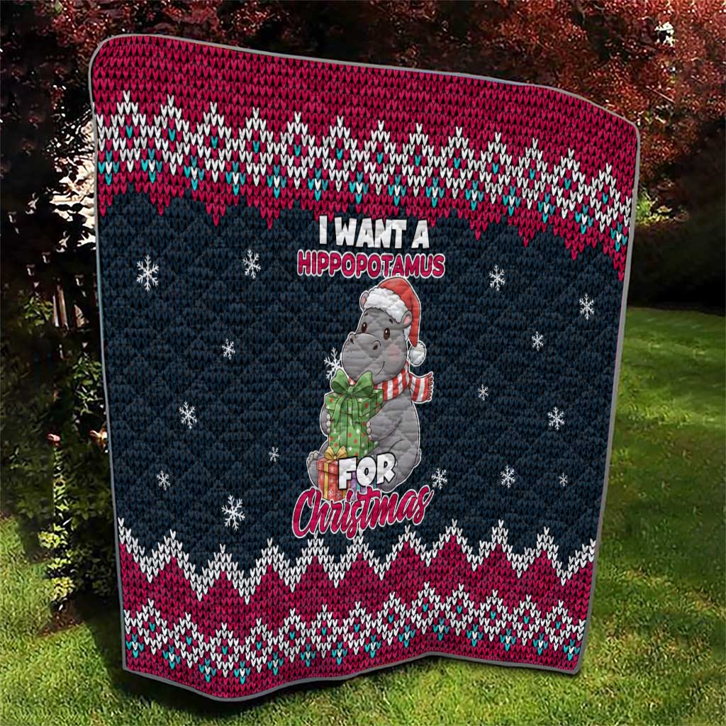 I Want A Hippopotamus Christmas Design Quilt Xmas Holiday Patterns - Wonder Print Shop