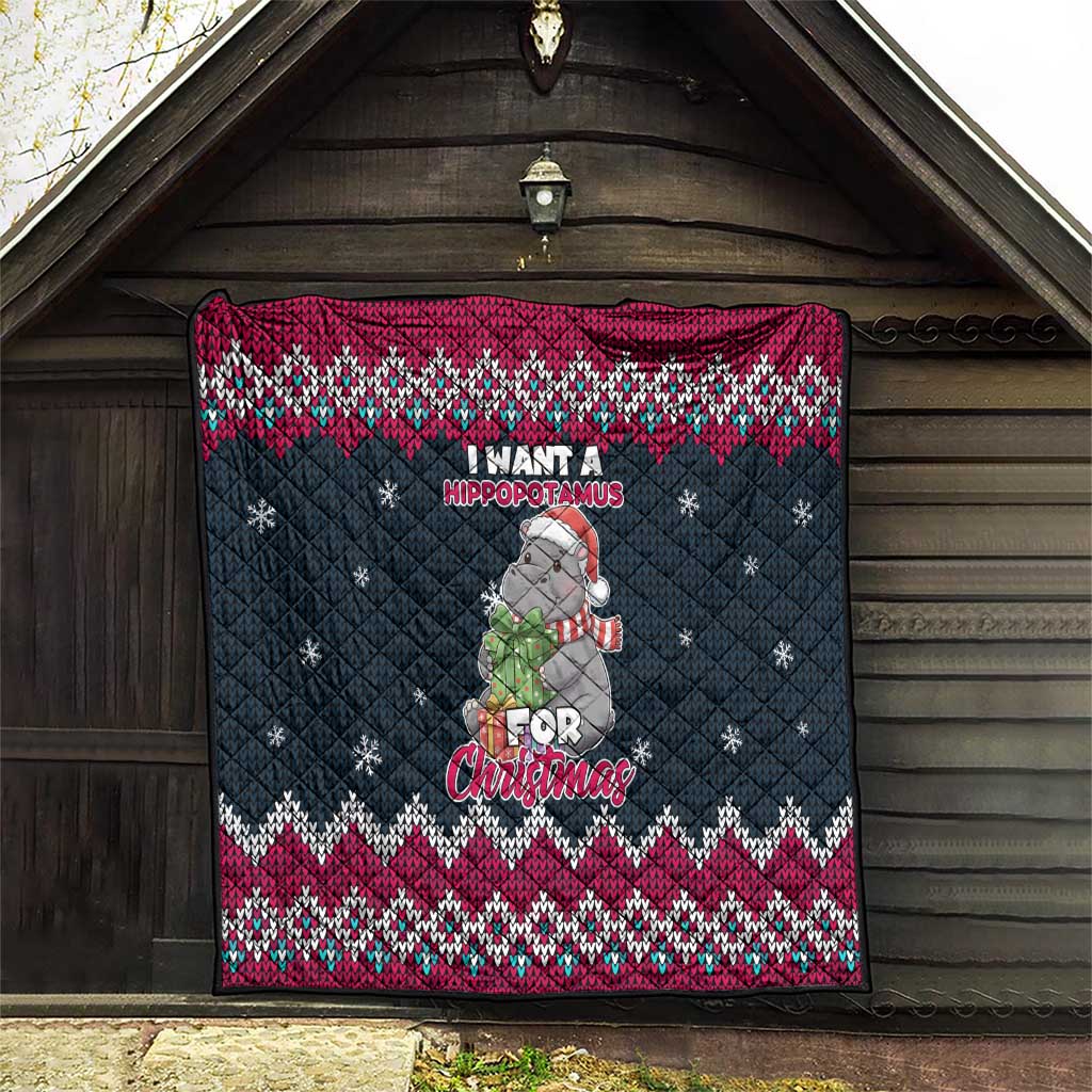 I Want A Hippopotamus Christmas Design Quilt Xmas Holiday Patterns - Wonder Print Shop