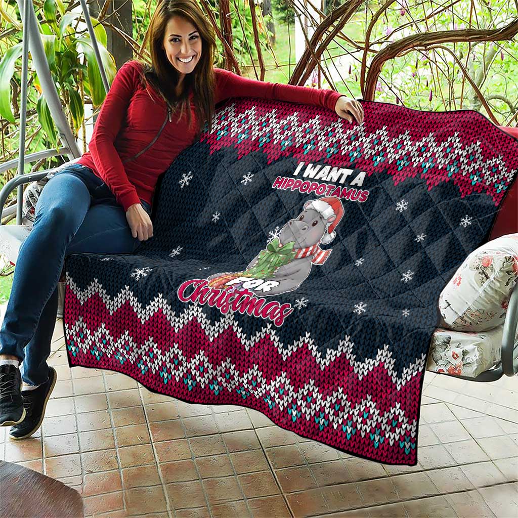 I Want A Hippopotamus Christmas Design Quilt Xmas Holiday Patterns - Wonder Print Shop