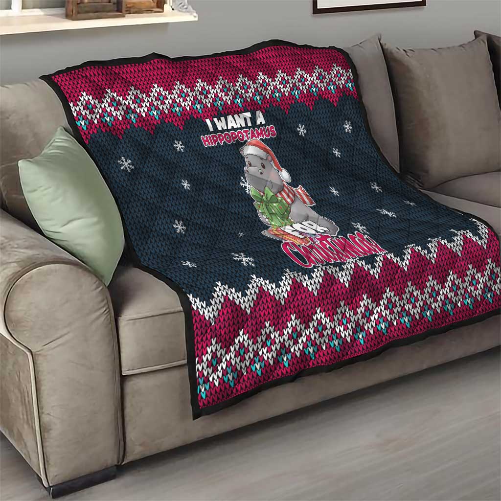 I Want A Hippopotamus Christmas Design Quilt Xmas Holiday Patterns - Wonder Print Shop