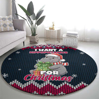 I Want A Hippopotamus Christmas Design Round Carpet Xmas Holiday Patterns - Wonder Print Shop