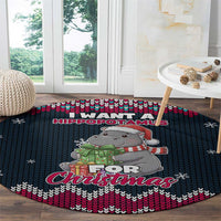 I Want A Hippopotamus Christmas Design Round Carpet Xmas Holiday Patterns - Wonder Print Shop