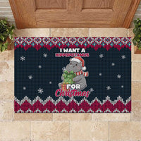 I Want A Hippopotamus Christmas Design Rubber Doormat Xmas Holiday Patterns - Wonder Print Shop