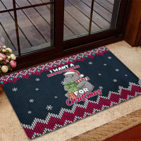 I Want A Hippopotamus Christmas Design Rubber Doormat Xmas Holiday Patterns - Wonder Print Shop