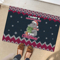 I Want A Hippopotamus Christmas Design Rubber Doormat Xmas Holiday Patterns - Wonder Print Shop