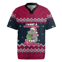 I Want A Hippopotamus Christmas Design Rugby Jersey Xmas Holiday Patterns - Wonder Print Shop