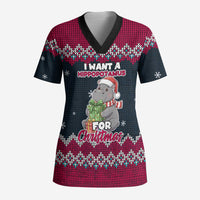 I Want A Hippopotamus Christmas Design Scrub Top Xmas Holiday Patterns - Wonder Print Shop