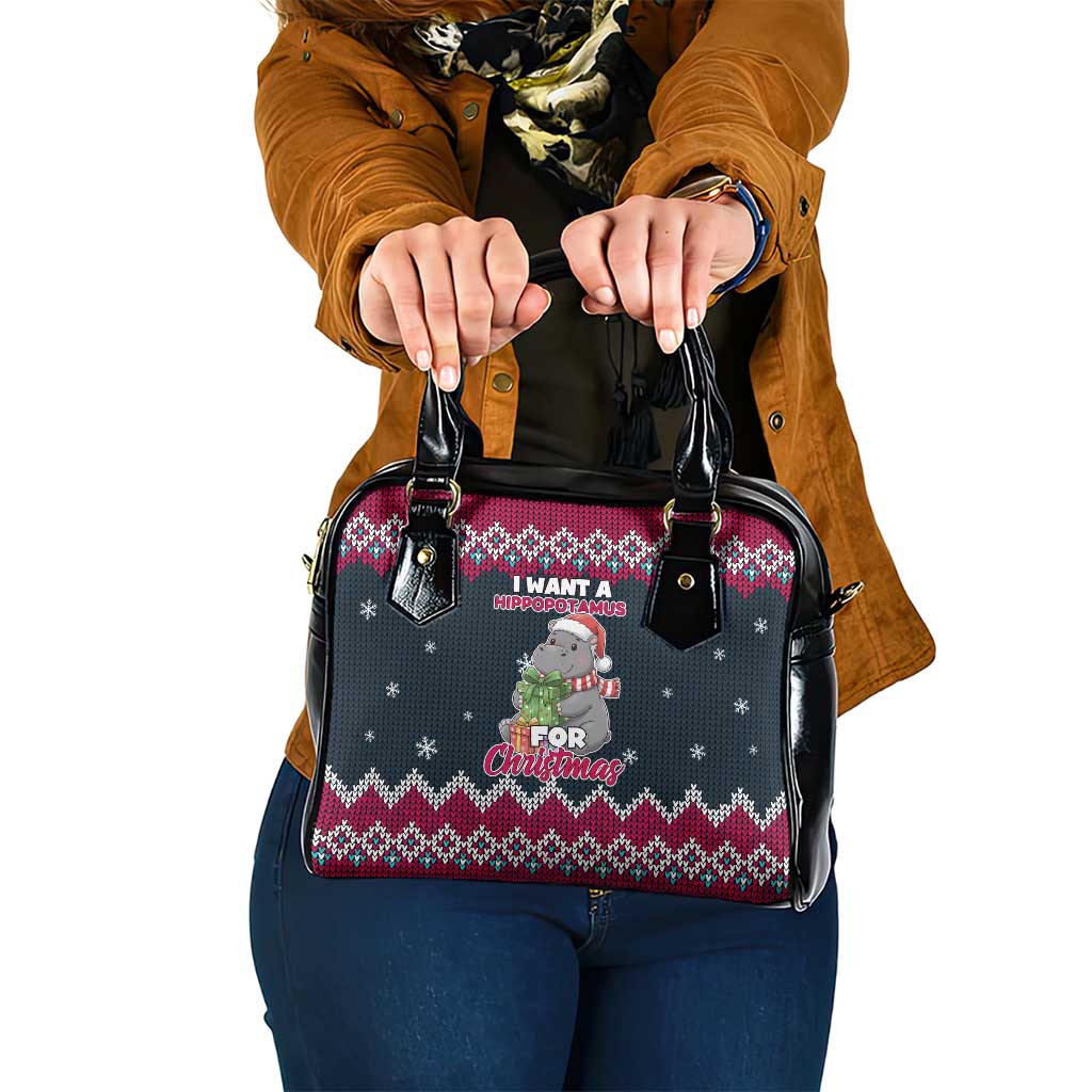 I Want A Hippopotamus Christmas Design Shoulder Handbag Xmas Holiday Patterns - Wonder Print Shop
