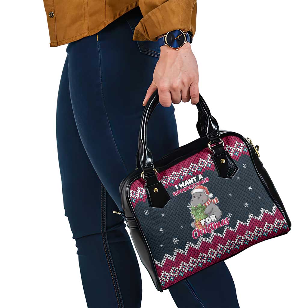 I Want A Hippopotamus Christmas Design Shoulder Handbag Xmas Holiday Patterns - Wonder Print Shop