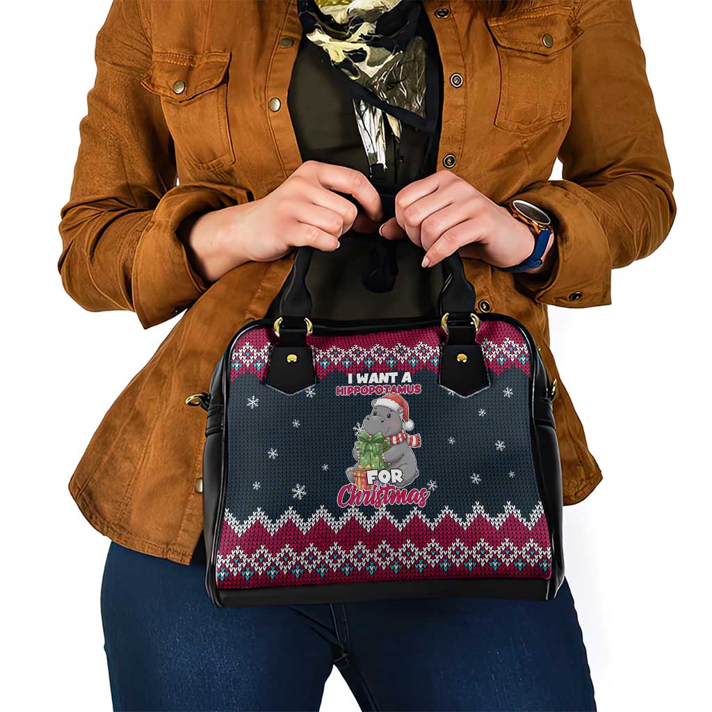 I Want A Hippopotamus Christmas Design Shoulder Handbag Xmas Holiday Patterns - Wonder Print Shop