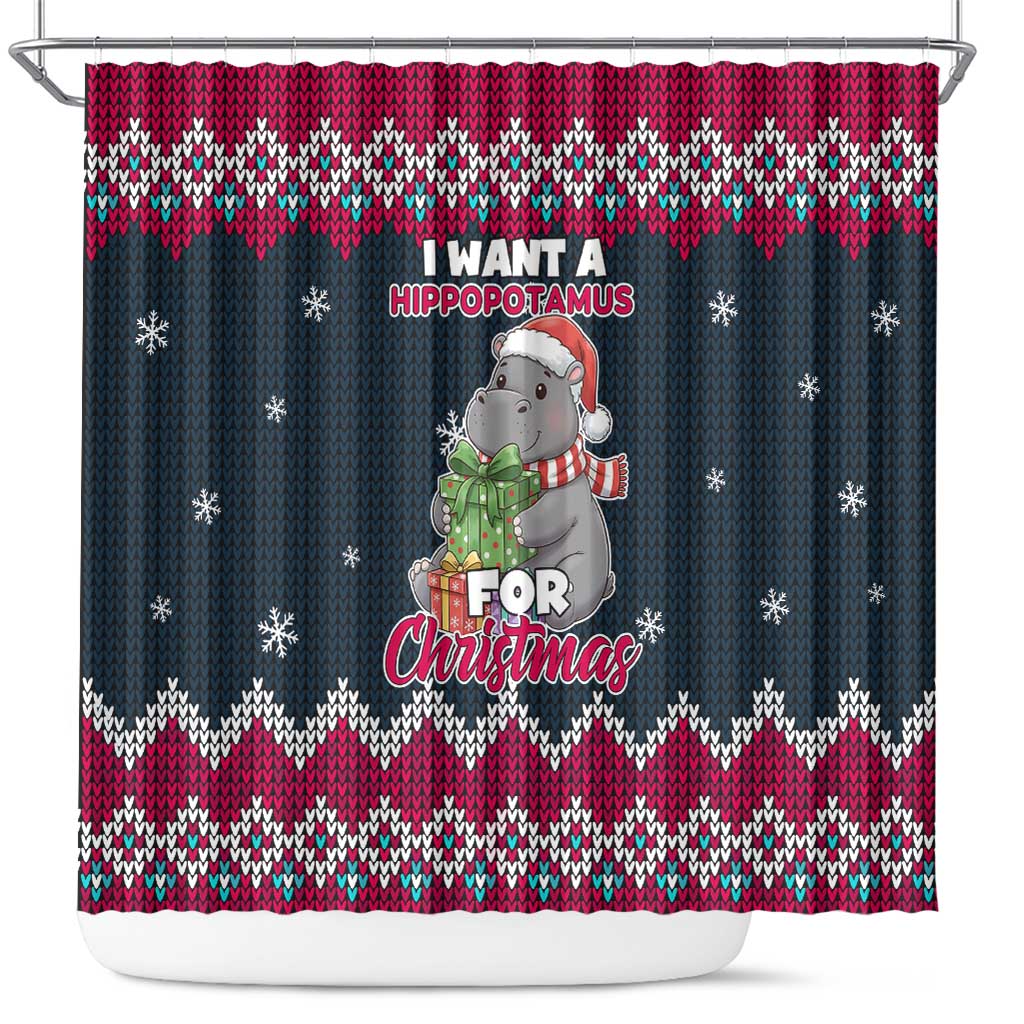 I Want A Hippopotamus Christmas Design Shower Curtain Xmas Holiday Patterns - Wonder Print Shop