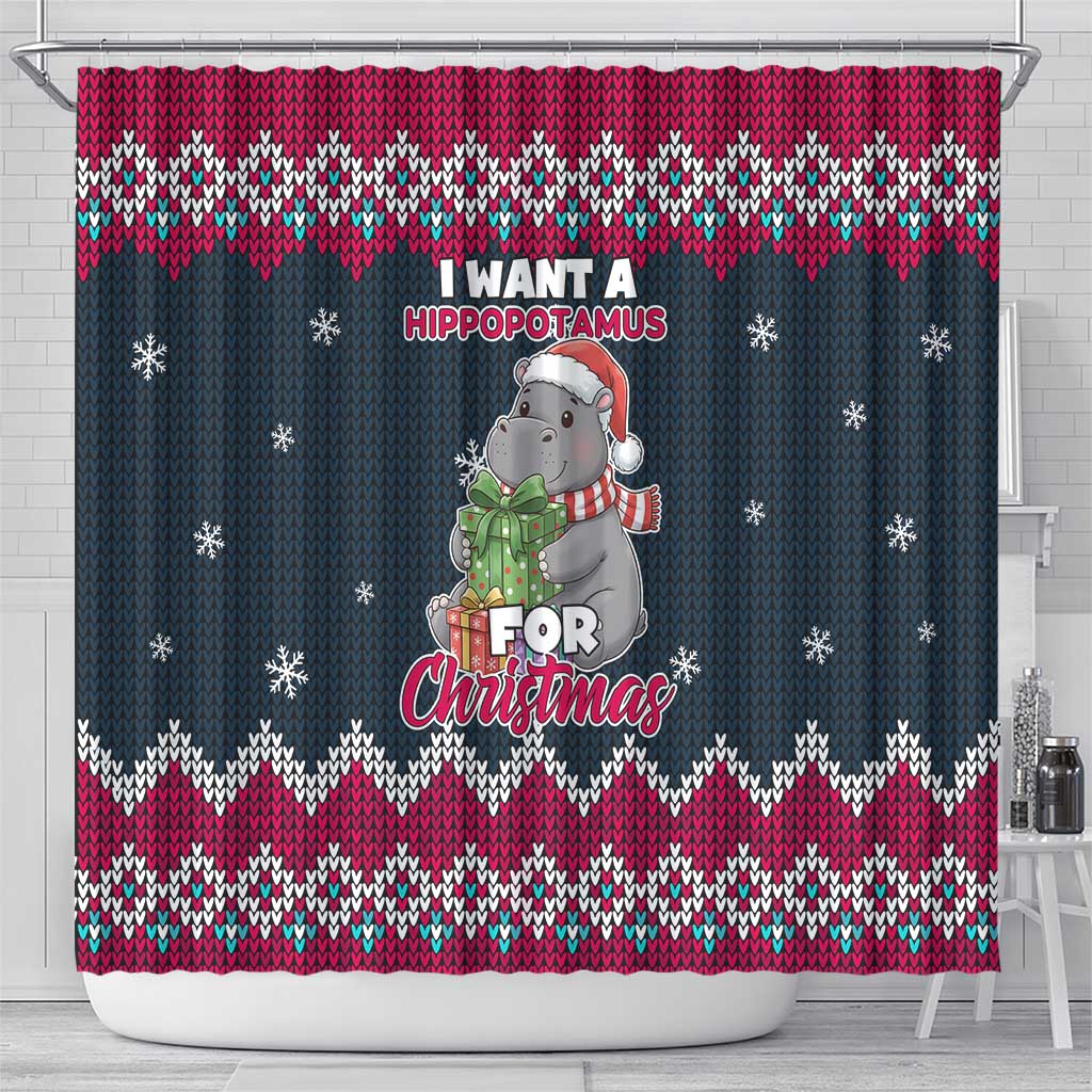 I Want A Hippopotamus Christmas Design Shower Curtain Xmas Holiday Patterns - Wonder Print Shop
