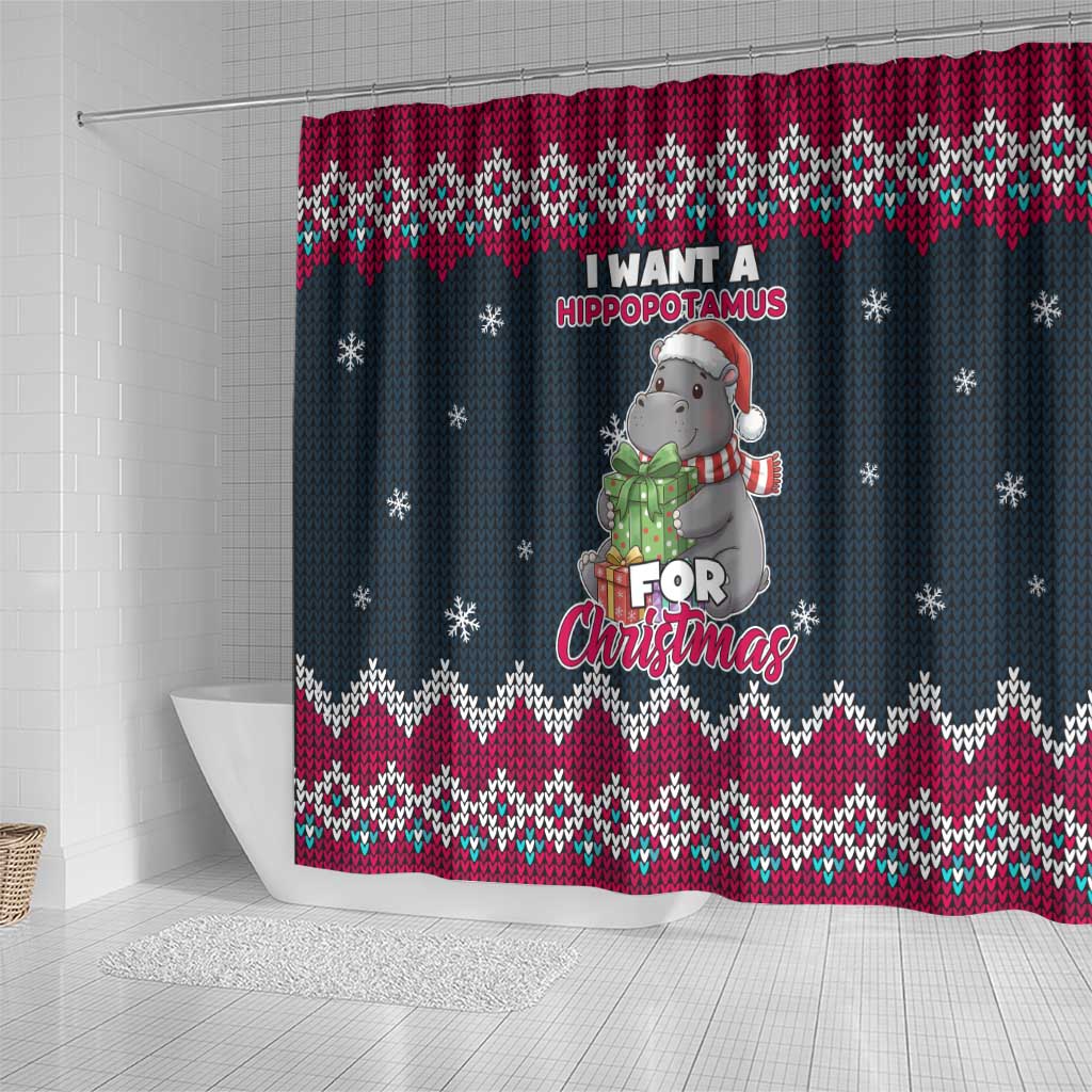 I Want A Hippopotamus Christmas Design Shower Curtain Xmas Holiday Patterns - Wonder Print Shop