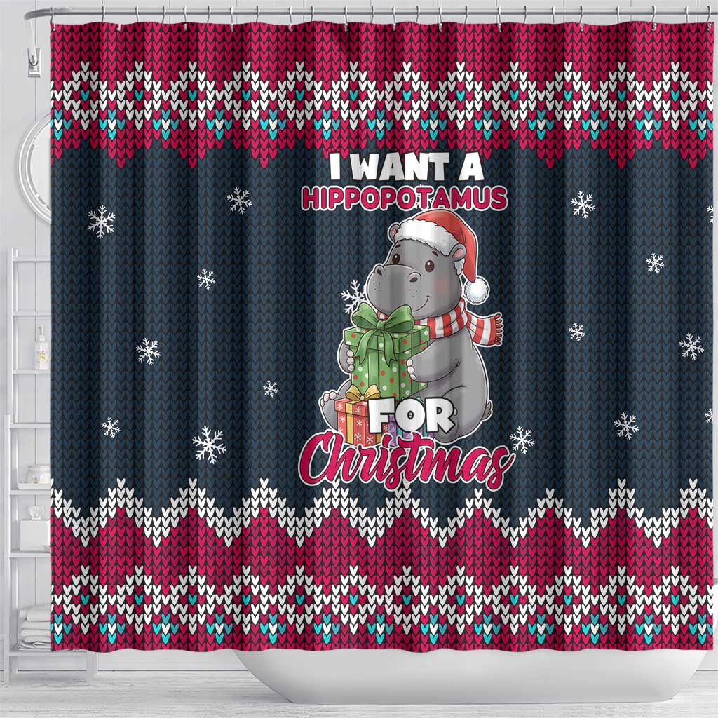 I Want A Hippopotamus Christmas Design Shower Curtain Xmas Holiday Patterns - Wonder Print Shop