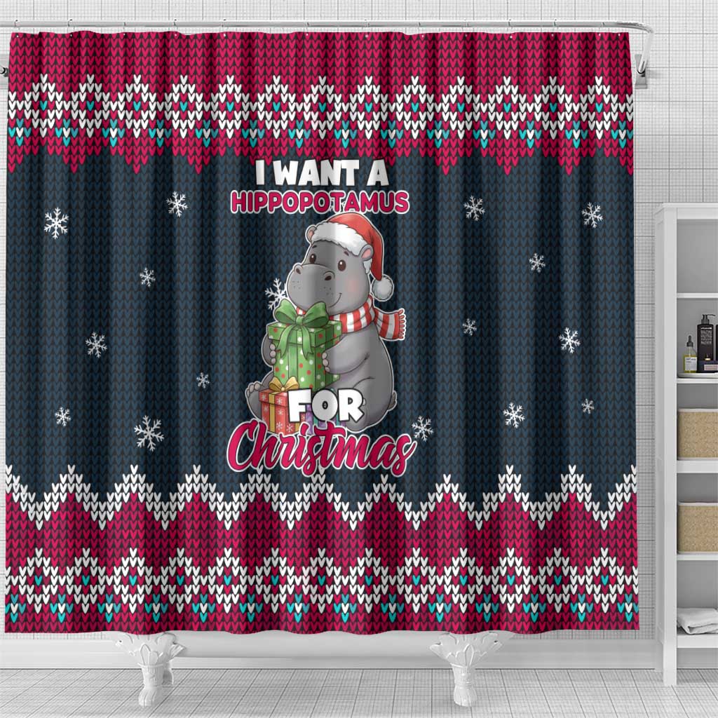 I Want A Hippopotamus Christmas Design Shower Curtain Xmas Holiday Patterns - Wonder Print Shop