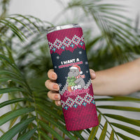 I Want A Hippopotamus Christmas Design Skinny Tumbler Xmas Holiday Patterns - Wonder Print Shop