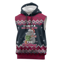 I Want A Hippopotamus Christmas Design Sleeveless Hoodie Xmas Holiday Patterns - Wonder Print Shop