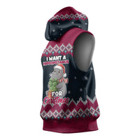 I Want A Hippopotamus Christmas Design Sleeveless Hoodie Xmas Holiday Patterns - Wonder Print Shop