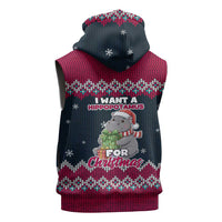 I Want A Hippopotamus Christmas Design Sleeveless Zip Hoodie Xmas Holiday Patterns - Wonder Print Shop