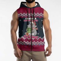 I Want A Hippopotamus Christmas Design Sleeveless Zip Hoodie Xmas Holiday Patterns - Wonder Print Shop
