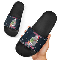 I Want A Hippopotamus Christmas Design Slide Sandals Xmas Holiday Patterns - Wonder Print Shop