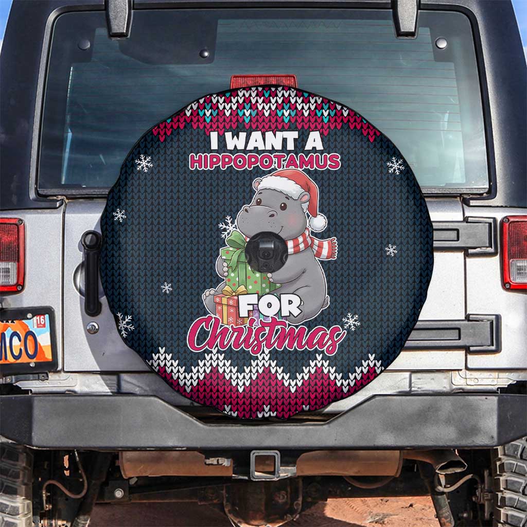 I Want A Hippopotamus Christmas Design Spare Tire Cover Xmas Holiday Patterns - Wonder Print Shop