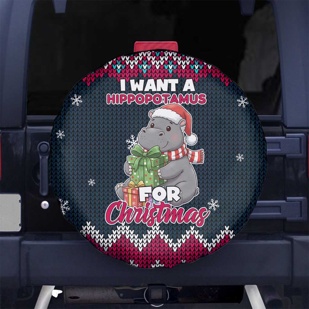 I Want A Hippopotamus Christmas Design Spare Tire Cover Xmas Holiday Patterns - Wonder Print Shop