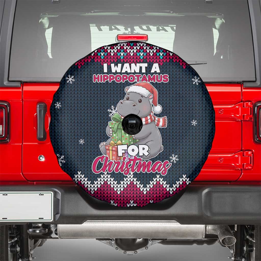 I Want A Hippopotamus Christmas Design Spare Tire Cover Xmas Holiday Patterns - Wonder Print Shop