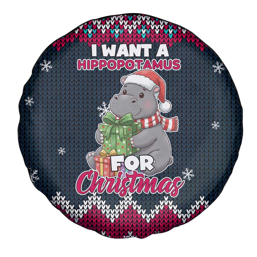 I Want A Hippopotamus Christmas Design Spare Tire Cover Xmas Holiday Patterns - Wonder Print Shop
