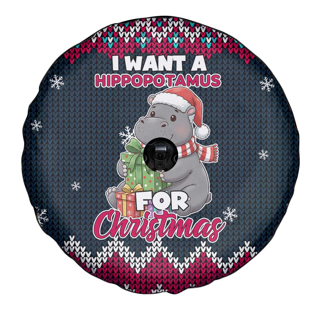 I Want A Hippopotamus Christmas Design Spare Tire Cover Xmas Holiday Patterns - Wonder Print Shop