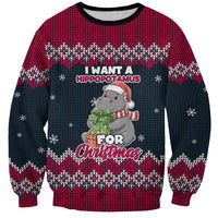 I Want A Hippopotamus Christmas Design Sweatshirt Xmas Holiday Patterns - Wonder Print Shop