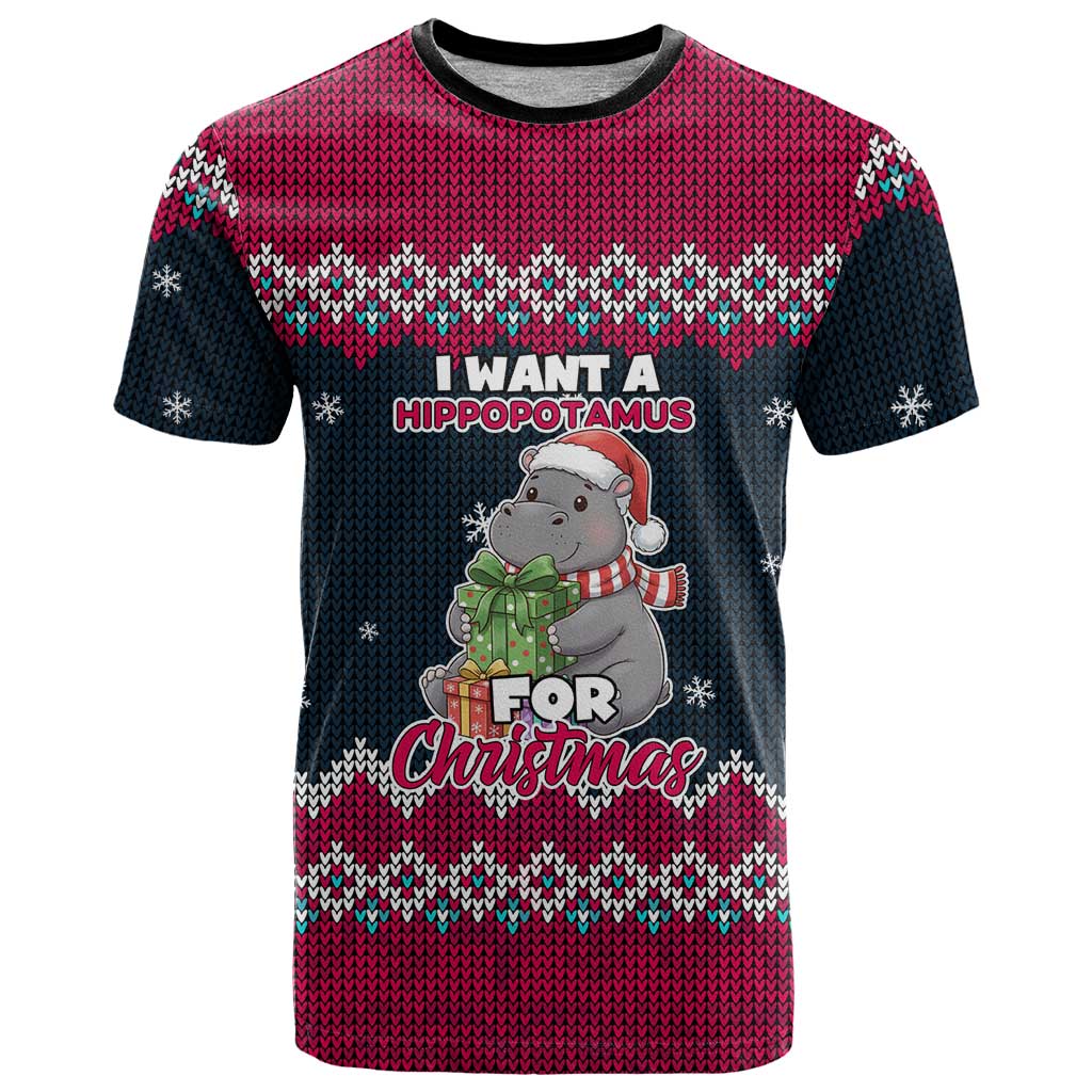 I Want A Hippopotamus Christmas Design T Shirt Xmas Holiday Patterns - Wonder Print Shop
