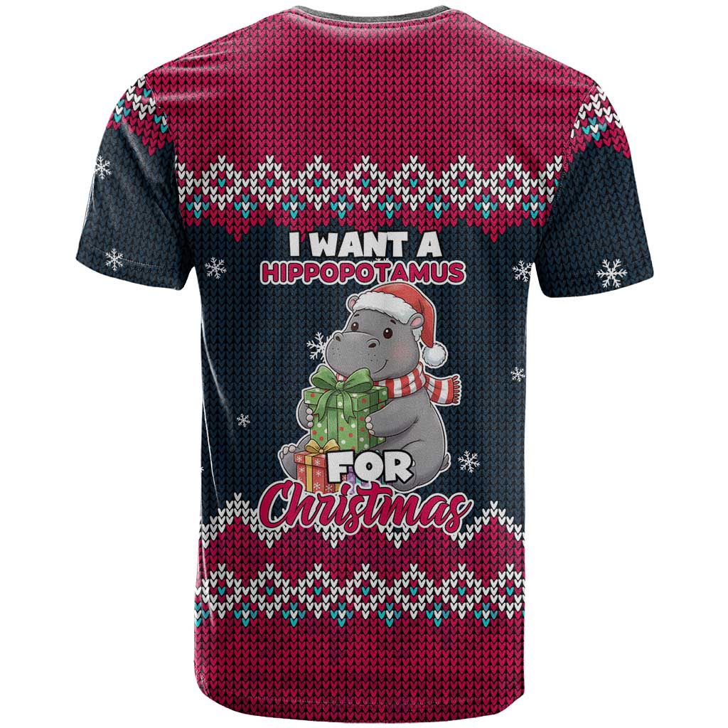 I Want A Hippopotamus Christmas Design T Shirt Xmas Holiday Patterns - Wonder Print Shop