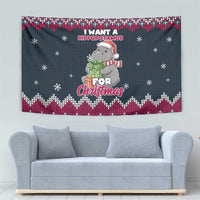 I Want A Hippopotamus Christmas Design Tapestry Xmas Holiday Patterns - Wonder Print Shop