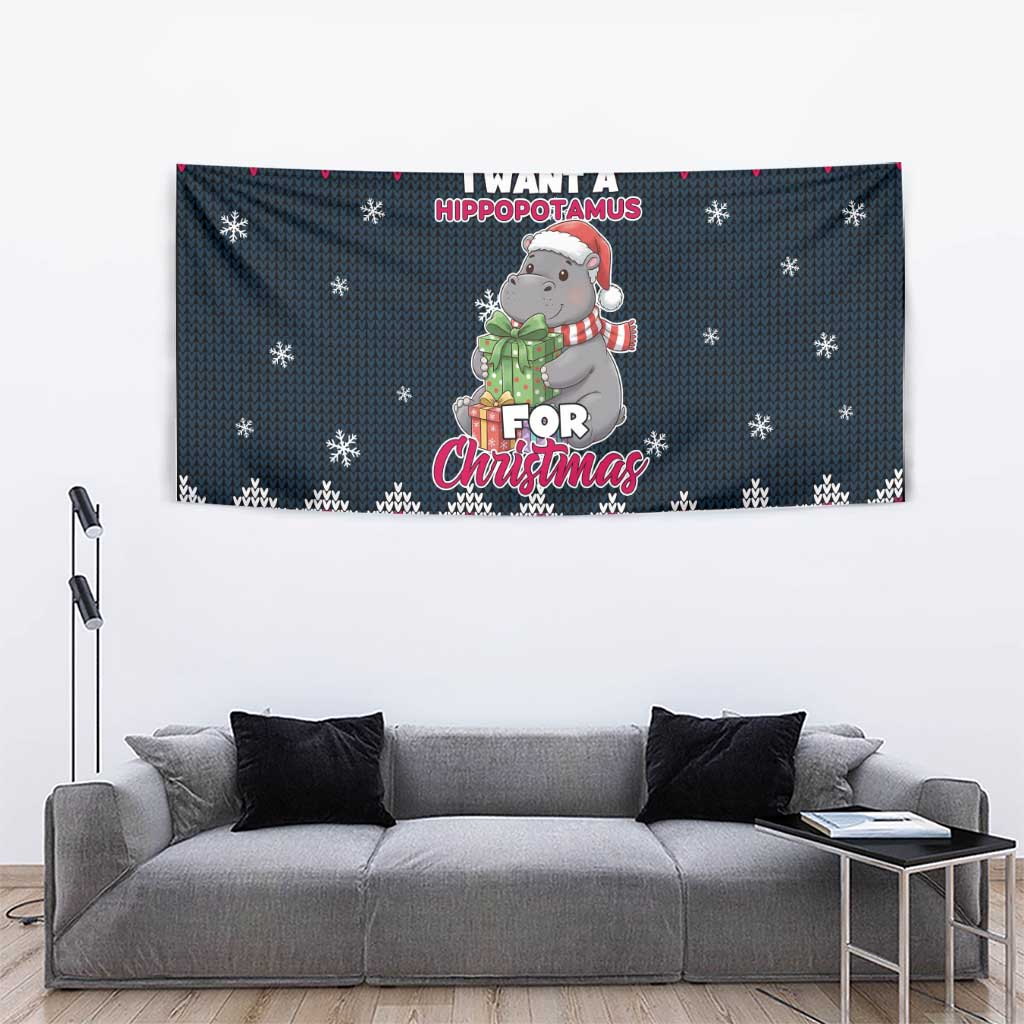 I Want A Hippopotamus Christmas Design Tapestry Xmas Holiday Patterns - Wonder Print Shop