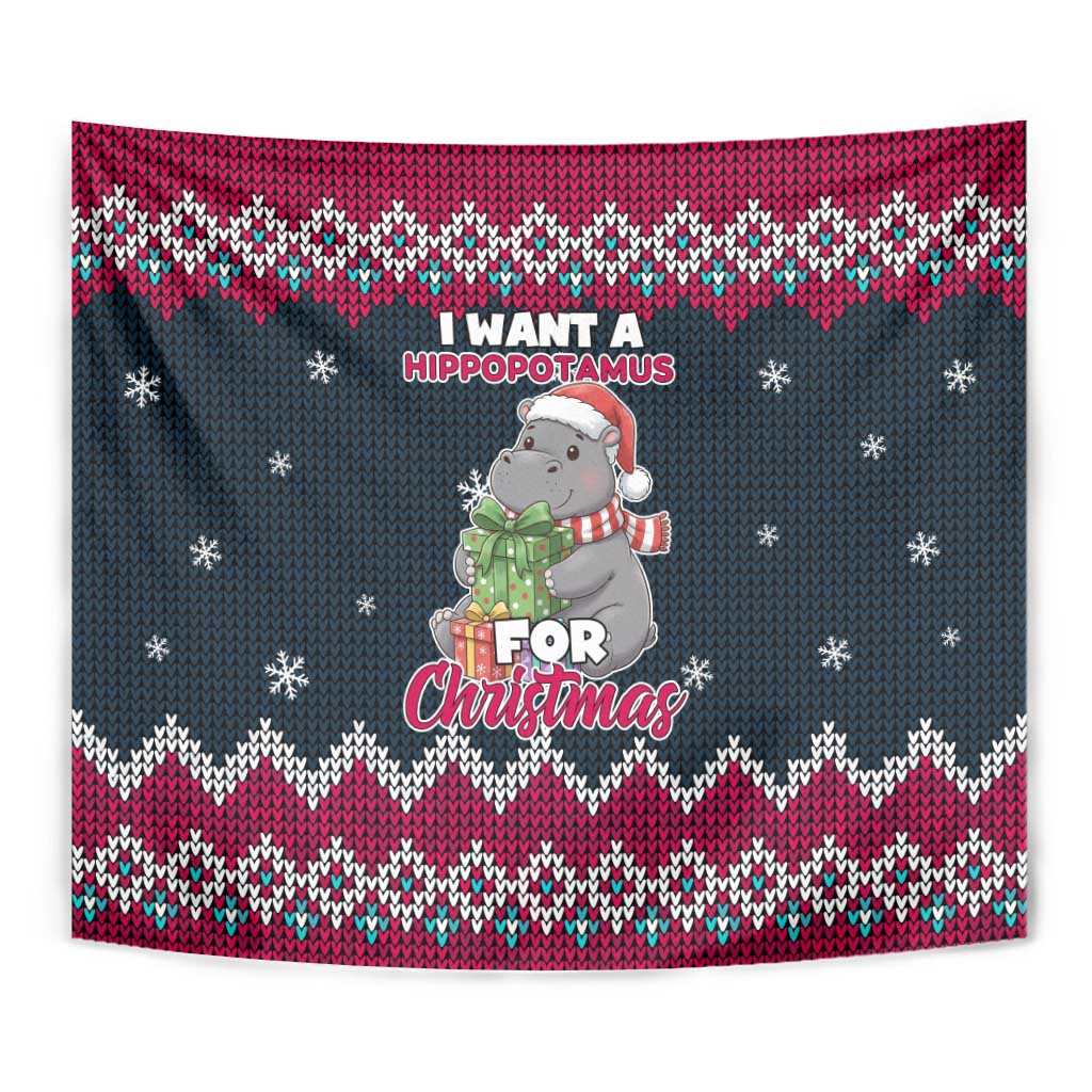 I Want A Hippopotamus Christmas Design Tapestry Xmas Holiday Patterns - Wonder Print Shop