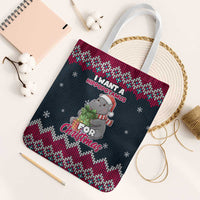 I Want A Hippopotamus Christmas Design Tote Bag Xmas Holiday Patterns - Wonder Print Shop