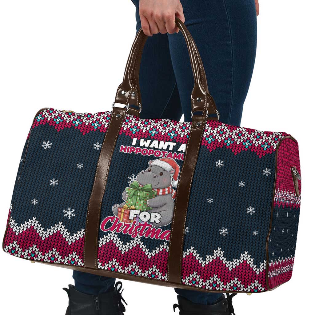 I Want A Hippopotamus Christmas Design Travel Bag Xmas Holiday Patterns - Wonder Print Shop