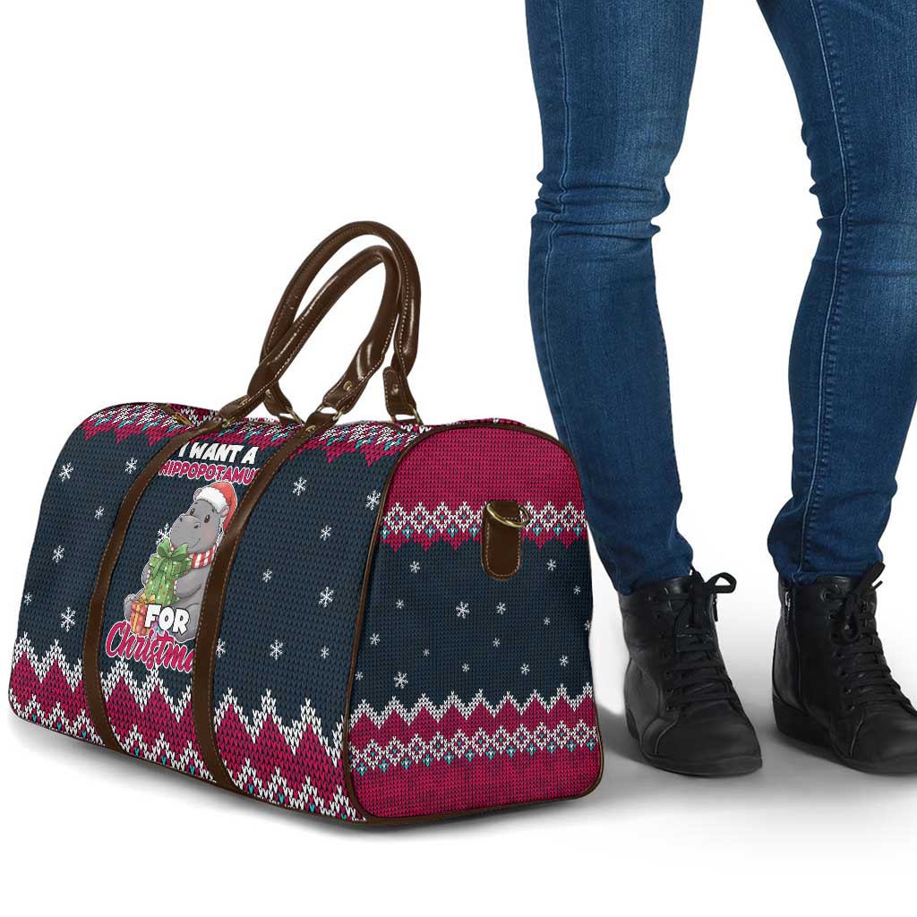 I Want A Hippopotamus Christmas Design Travel Bag Xmas Holiday Patterns - Wonder Print Shop