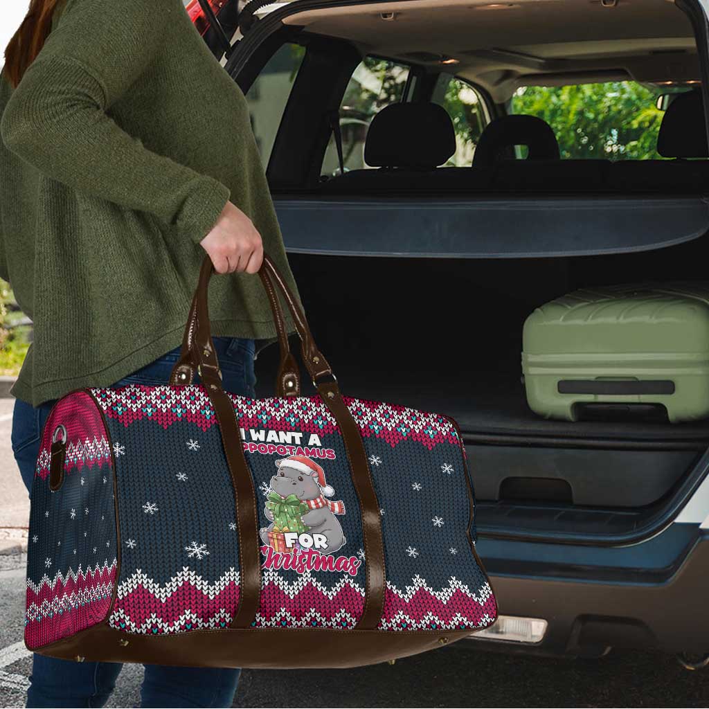 I Want A Hippopotamus Christmas Design Travel Bag Xmas Holiday Patterns - Wonder Print Shop