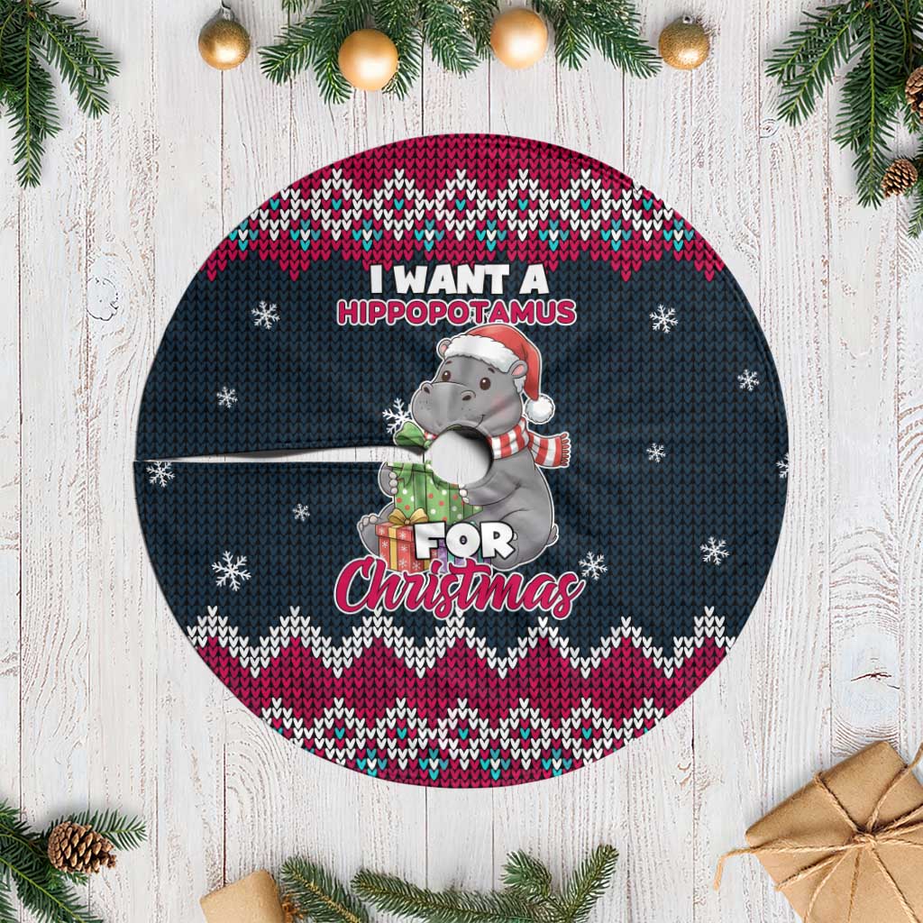 I Want A Hippopotamus Christmas Design Tree Skirt Xmas Holiday Patterns - Wonder Print Shop