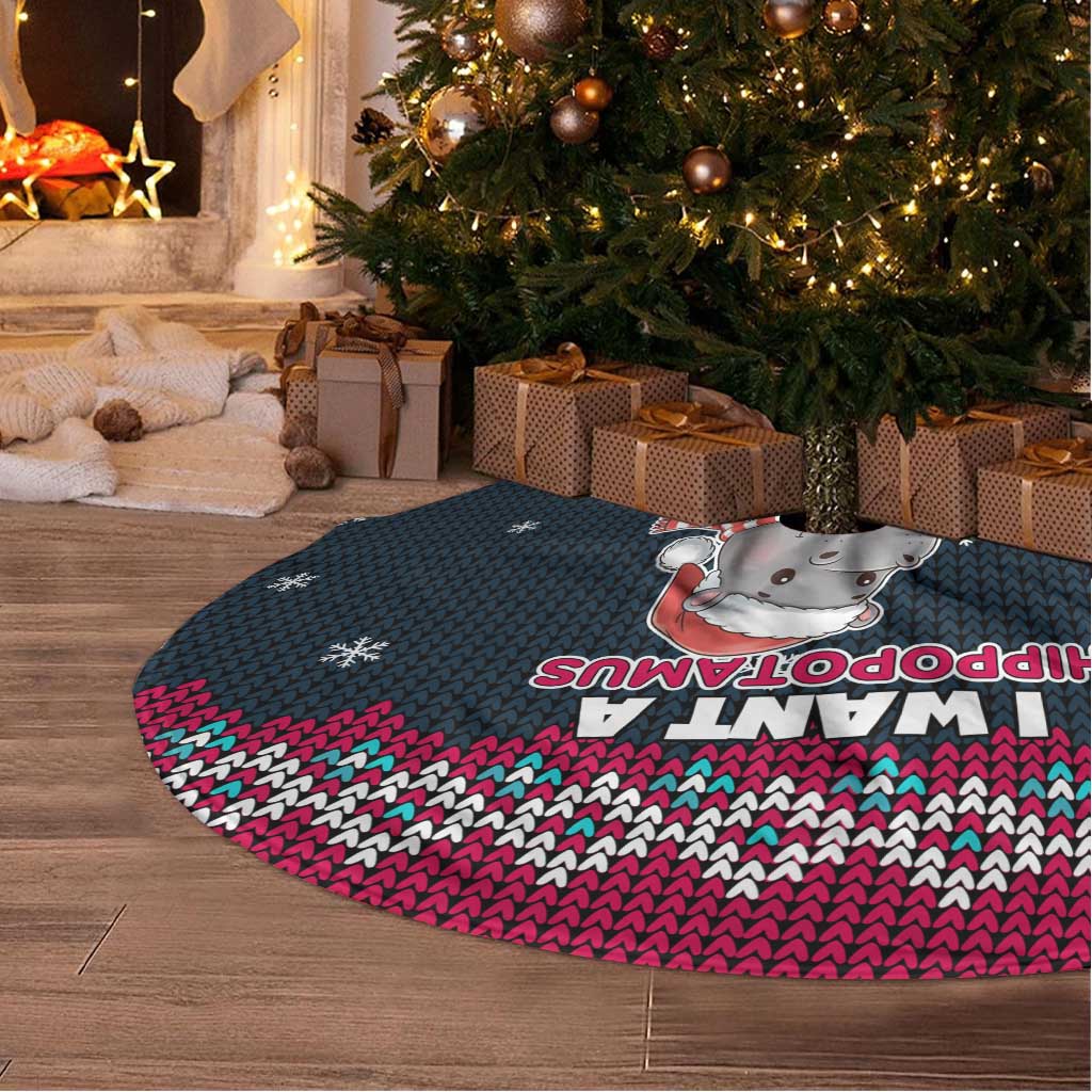 I Want A Hippopotamus Christmas Design Tree Skirt Xmas Holiday Patterns - Wonder Print Shop
