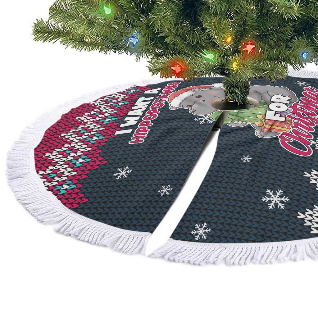 I Want A Hippopotamus Christmas Design Tree Skirt Xmas Holiday Patterns - Wonder Print Shop